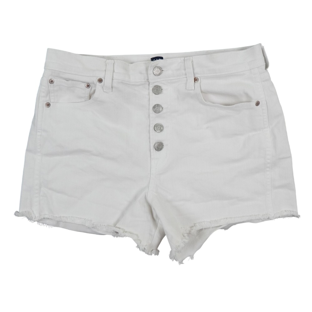 Gap Denim Shorts Womens 10 30x3.5  White High Rise Button Fly Raw Hem‎ Summer